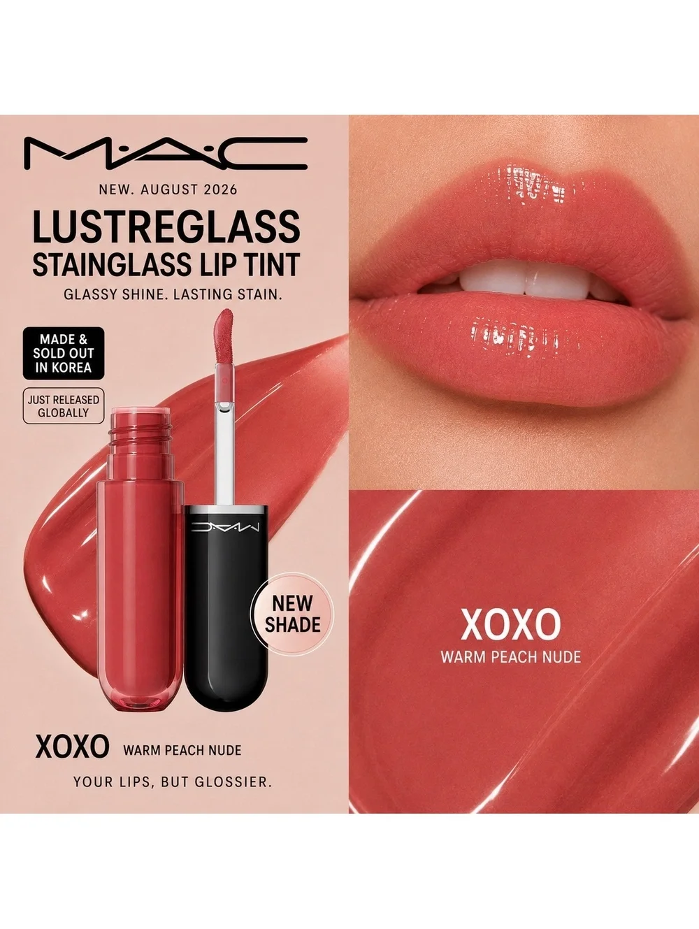 Brand New MAC Lustreglass Stainglass Lip Tint 943 XOXO | NEW Aug ’26